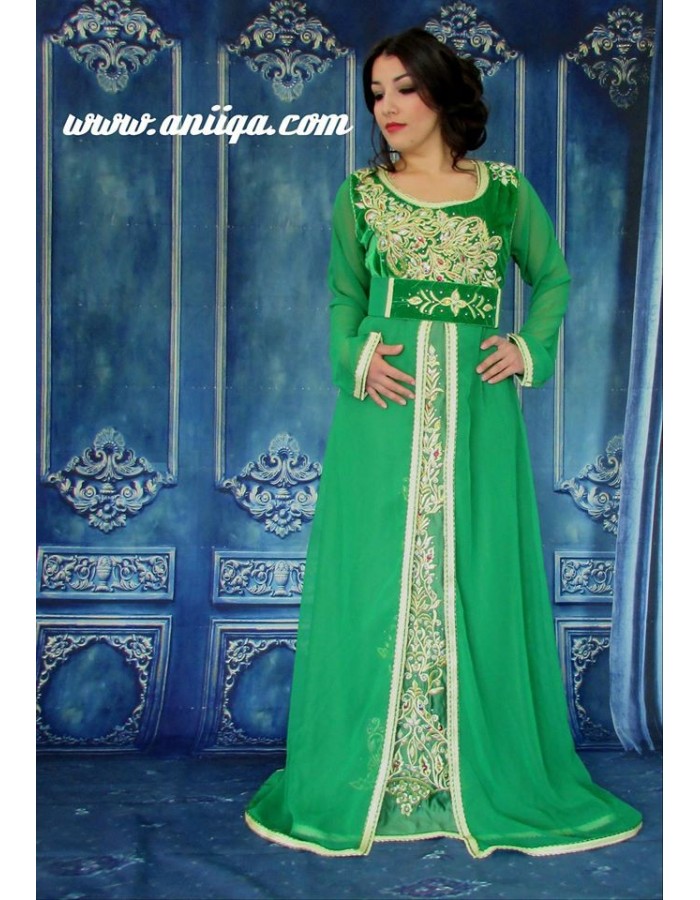 Magasin De Robe Orientale à Pariscaftan Marocain Vert Pour