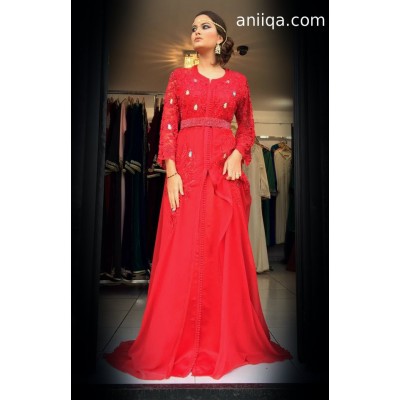 Caftan marocain moderne rouge Sara