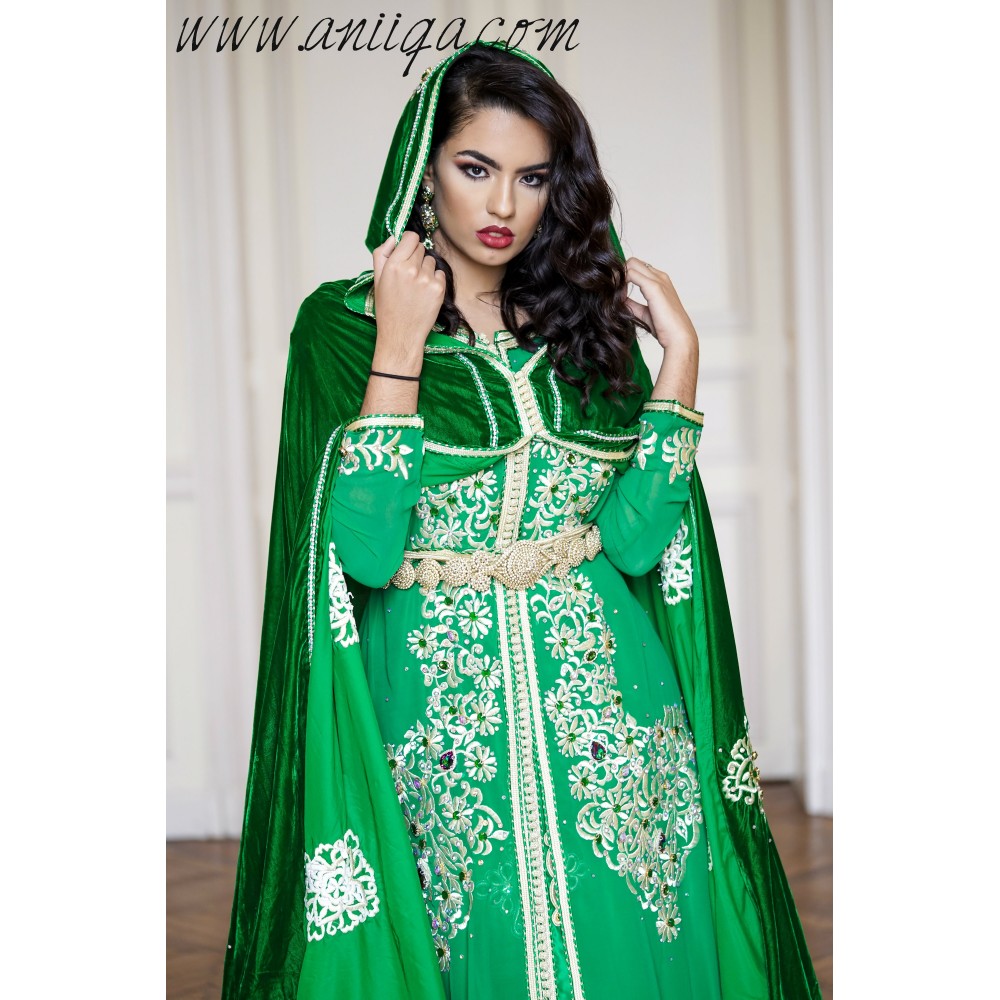 Caftan vert mariée hot sale