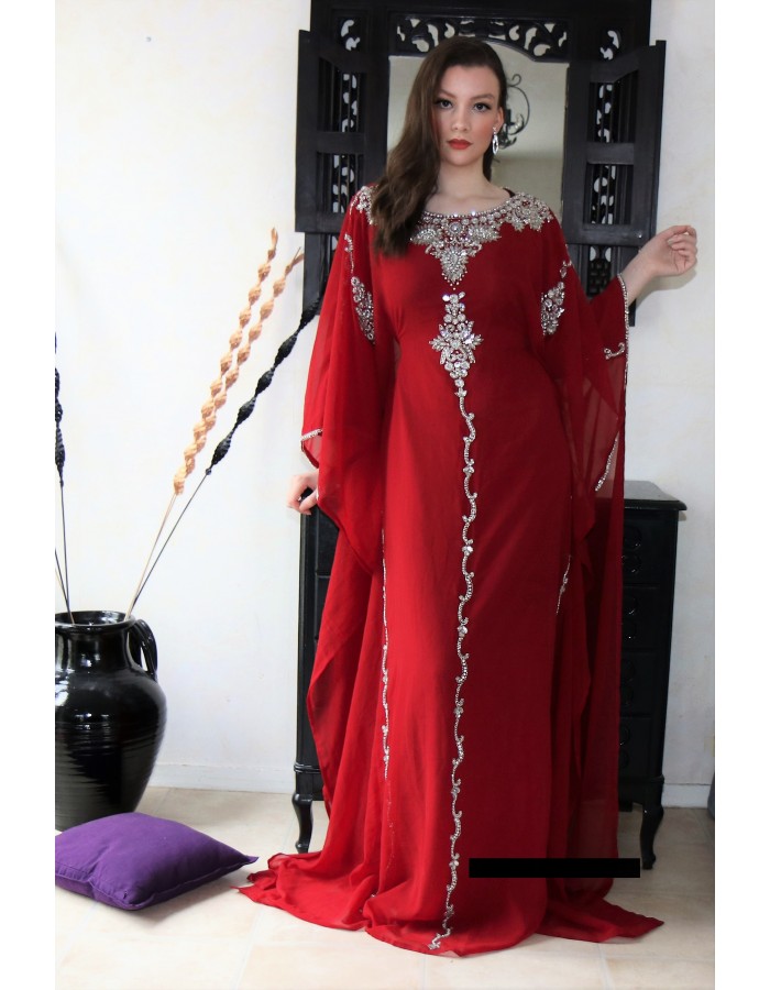 robe dubai rouge et argent - aniiqa.com