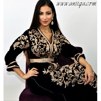 Caftan velours haute couture noir