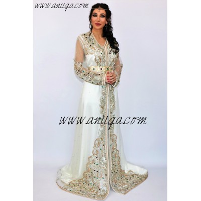 Takchita blanche sari marocain