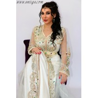 Takchita blanche sari marocain